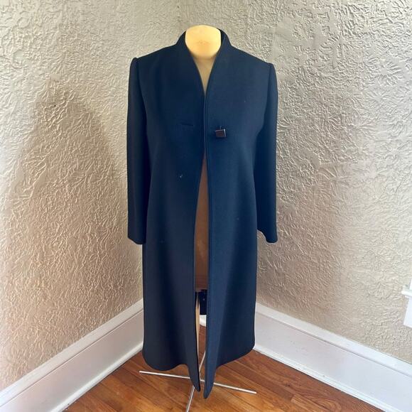 Vintage 1960s Womans’ Alorna Black 100% Forstmann Fabrics Wool Long Overcoat - Picture 15 of 16